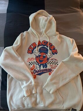 Syracuse Cream Crewneck Hoodie with Vintage Orange Graphic